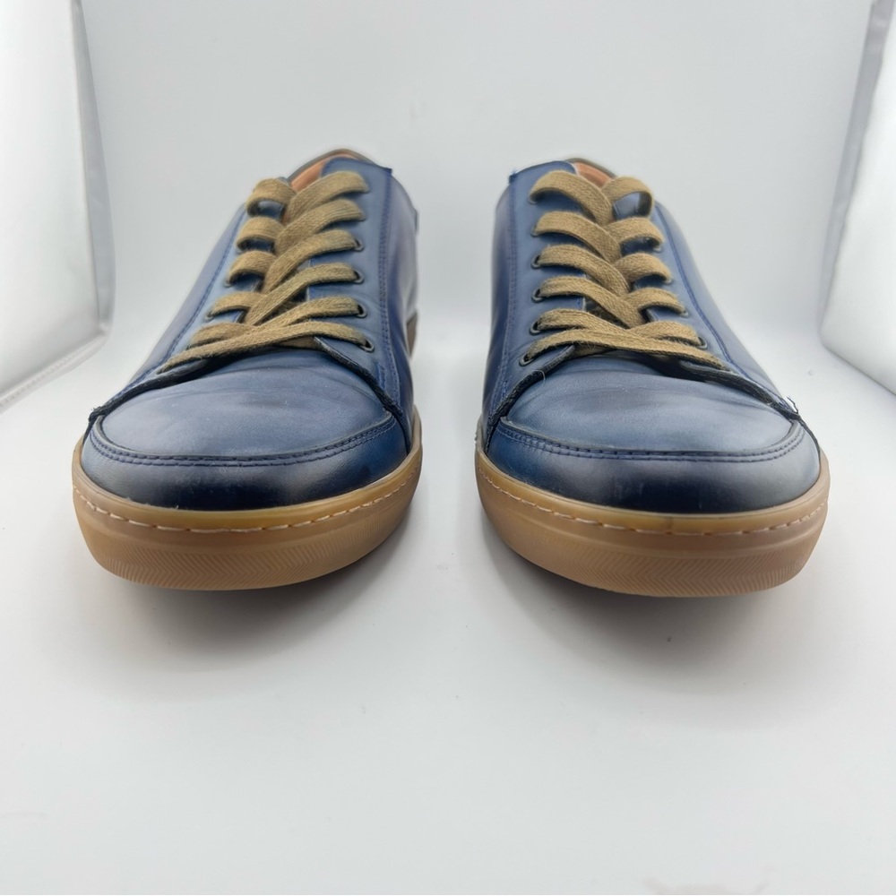 Mezlan Masi Lace Up Leather Sneaker Mens 10M Blue Made in Spain Quiet Luxury - Picture 5 of 11